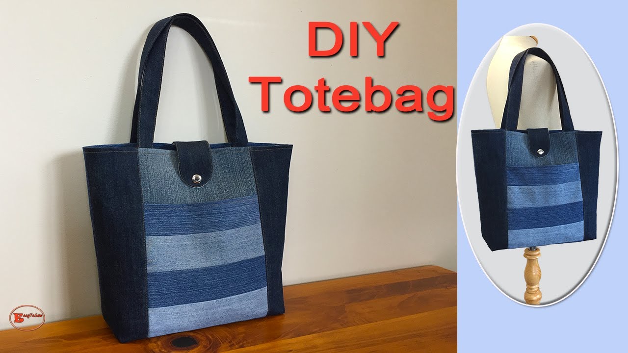 JEANS TOTE BAG TUTORIAL | DIY TOTE BAG | DIY BAG FROM OLD JEANS ...