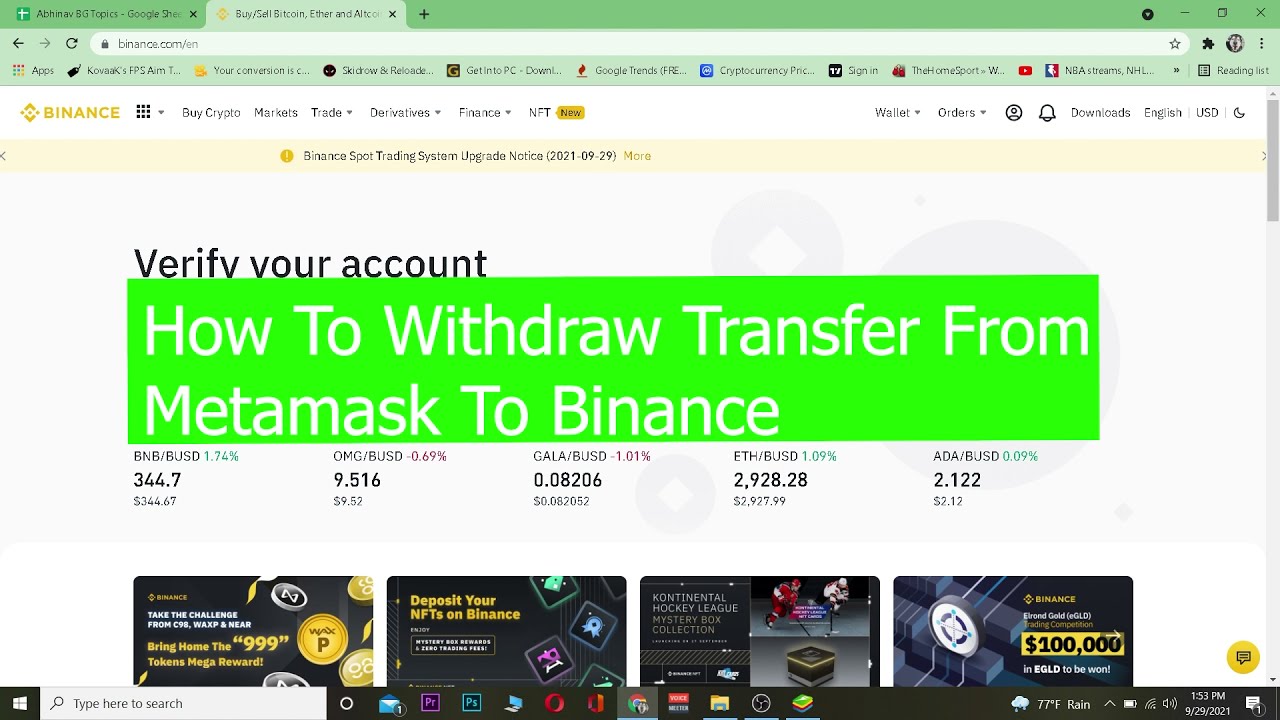 send token from metamask to binance