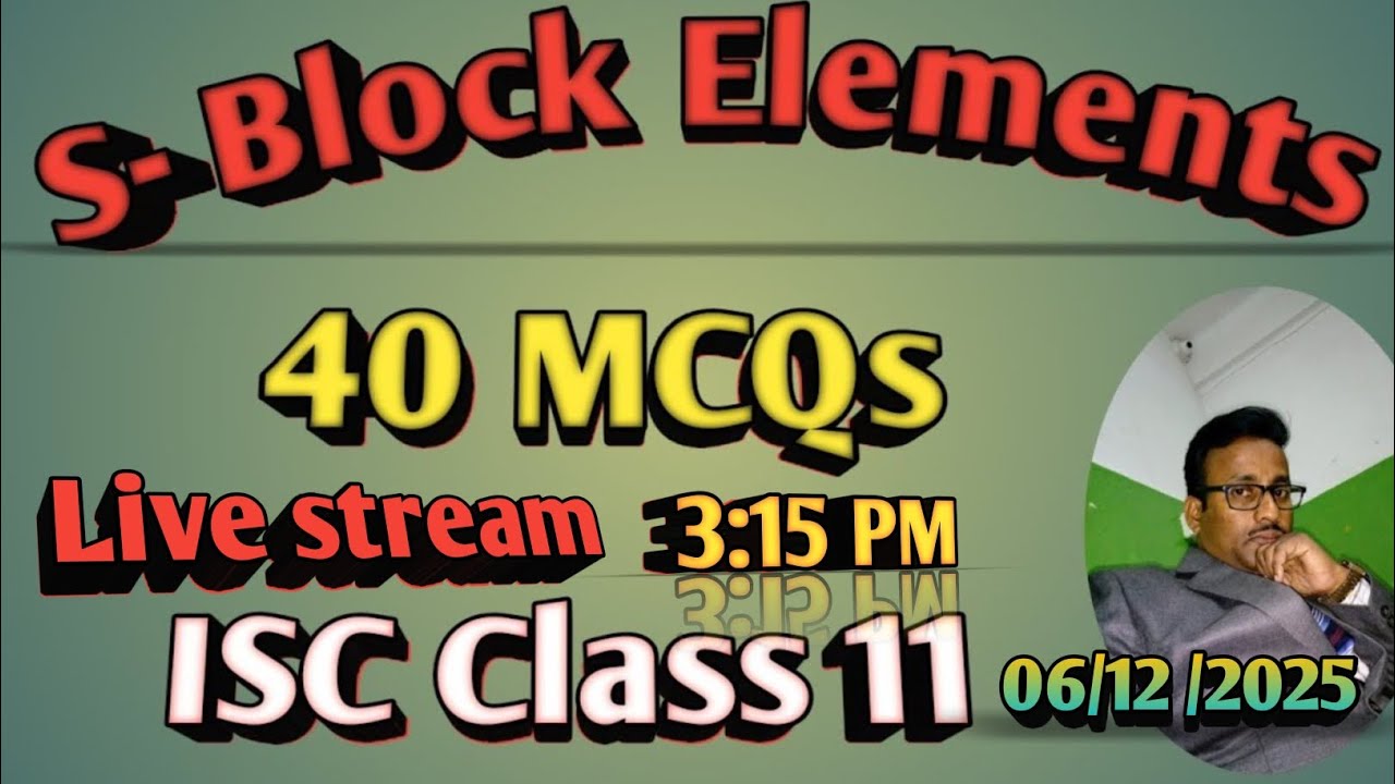 S block elements ISC CLASS 11 40 MCQs s | block elements isc class 11 solutions | s block elements