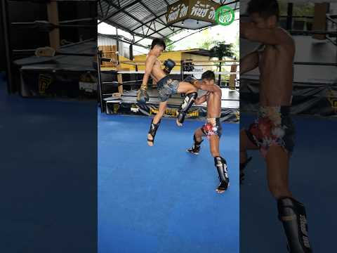 Muay Thai Training Lead Low Kick To Jump Knee With Kru Four