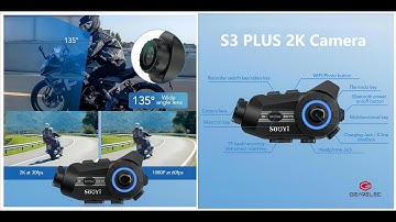 S3 Plus Motorcycle Helmet Bluetooth 5.1 Intercom Headset with 2K HD Camera