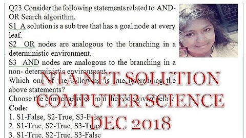 NTA UGC NET DECEMBER 2018 Computer Science Paper Solution Q23
