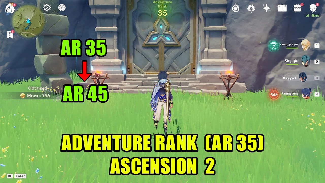 Genshin Impact: Clear the Ruins Adventure Rank Ascension 2 (AR 35) 4K Gameplay Max Settings