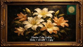 Golden Lilies in Soft Light ✨ | 4K Luxury Floral TV Art | Relaxing Vintage Frame Background screenshot 3
