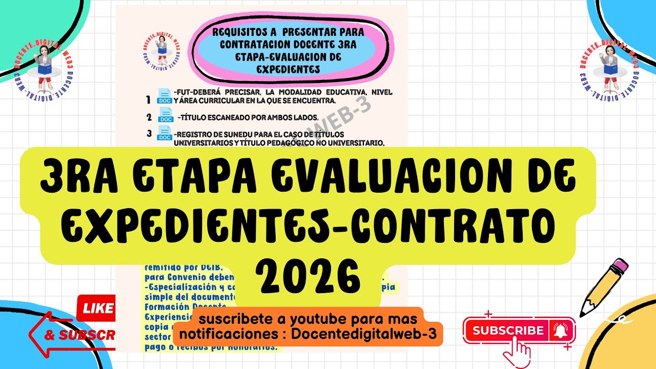 3ra etapa de contrato docente 2026- EVALUACION DE EXPEDIENTES
