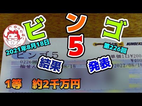 【ビンゴ5】　第226回　クイックピックを3口購入したので結果を発表します　当たりが出るのか？外れるのか？　どっち？