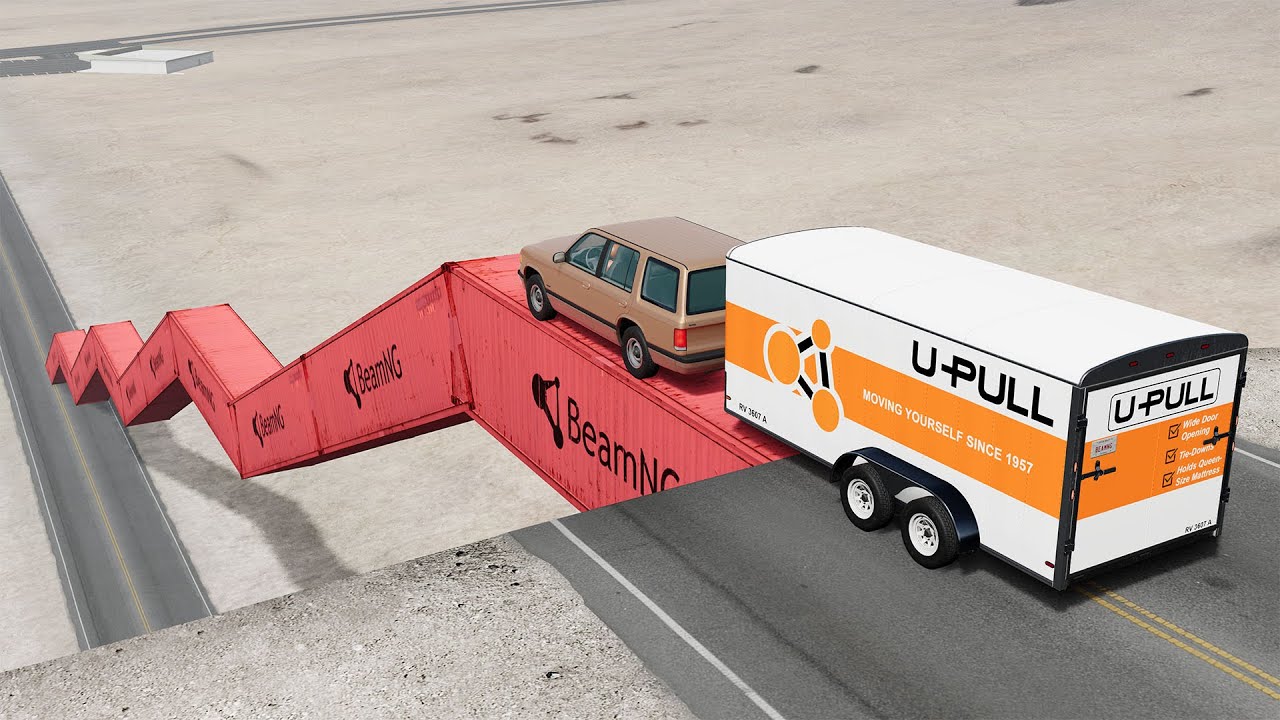 Stunt Cars on Zigzag Stairs 13 - BeamNG.drive Gameplay | BeamNG High Speed