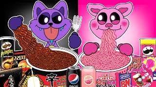 Convenience Store BLACK PINK Foods Mukbang - CATNAP vs PICKYPIGGY | Poppy Playtime Chapter 3 | ASMR