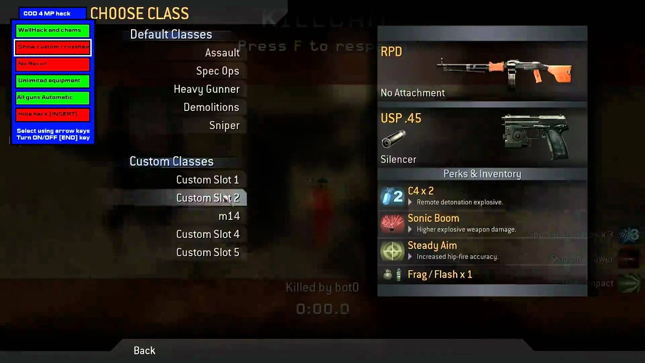 COD 4 HACKED Auto fire, No recoil, Wallhack Directx menu by ... - 