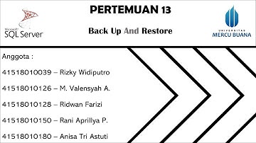 Cara Back Up Dan Restore Pada SQL Server 2014