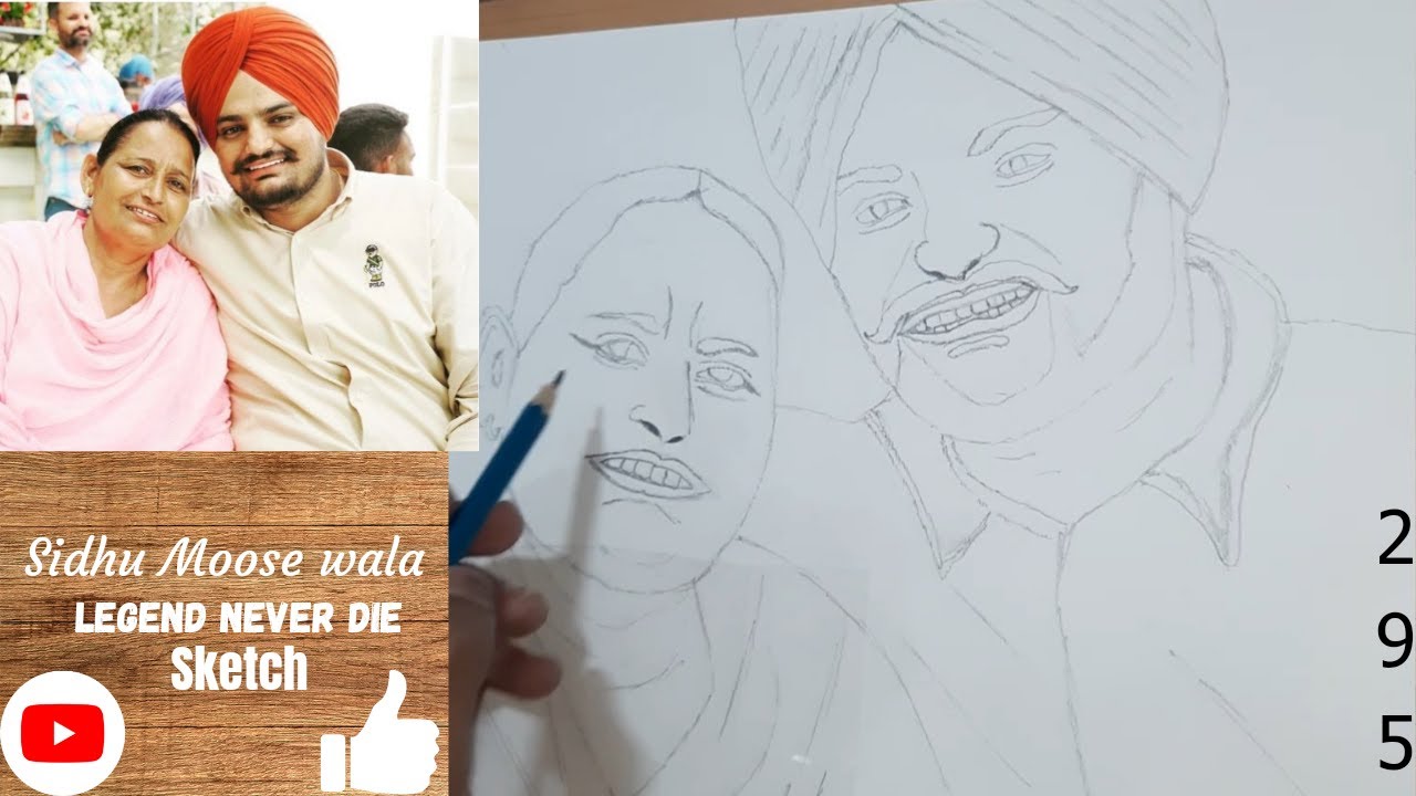 Sidhu moose wala sketch How to draw Sidhu Moose wala YouTube