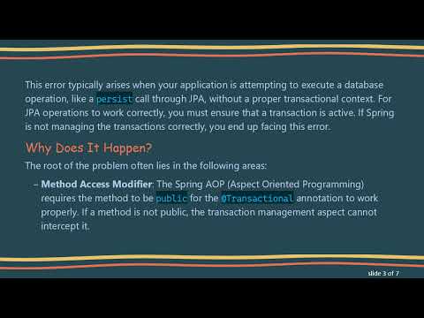 Solving the No EntityManager with actual transaction available Error in Spring JPA with Hibernate