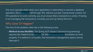 Solving the No EntityManager with actual transaction available Error in Spring JPA with Hibernate