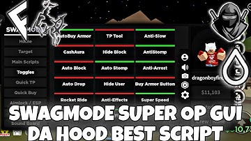[SUPER INSANE] SWAG MODE SUPER OP GUI DA HOOD BEST SCRIPT GUI | HYDROGEN • FLUXUS