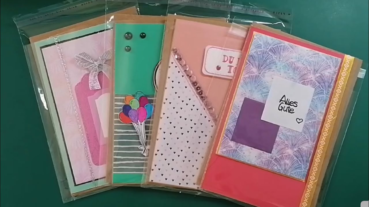 4 Karten basteln aus Papierresten //2. Video 💕😊