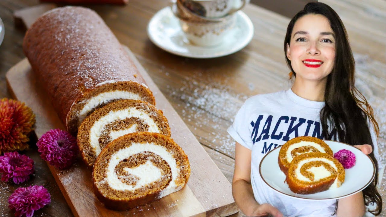 Rollo de calabaza y queso crema | Receta de otoño | Es con Acento