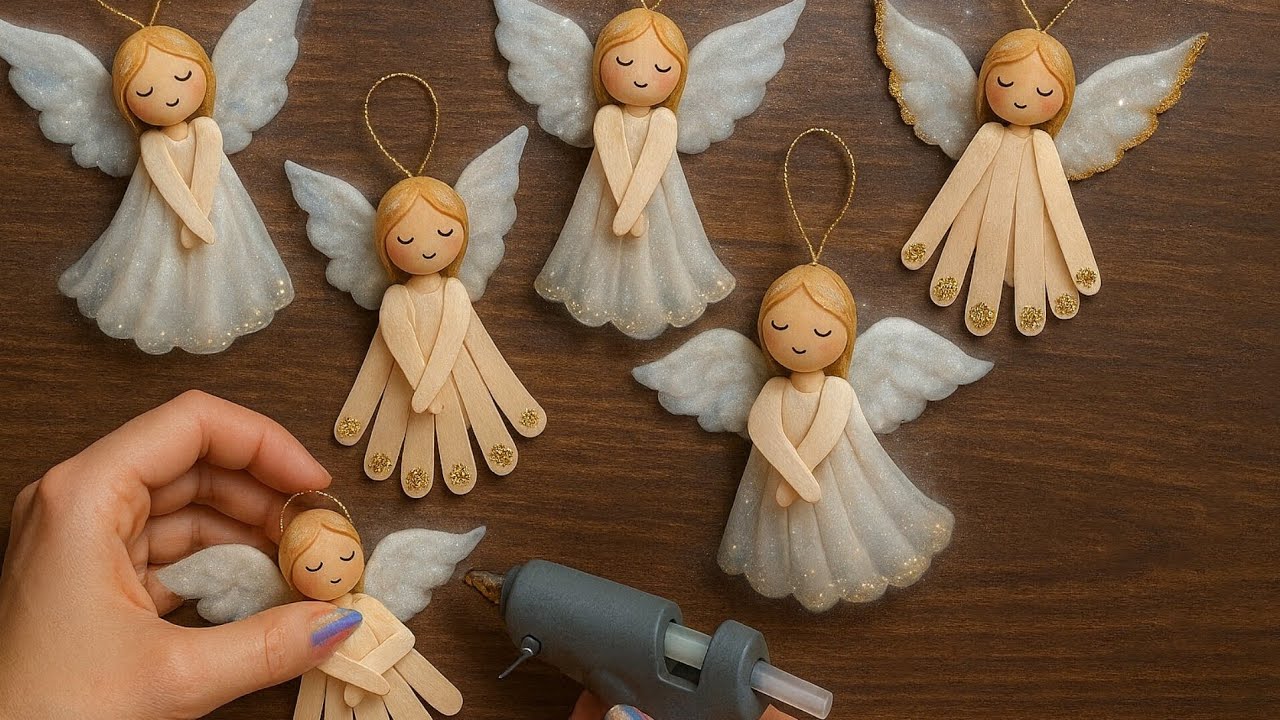 Angel Craft with Cardboard and Popsicle Sticks | Angel Decoration with Recycled Materials