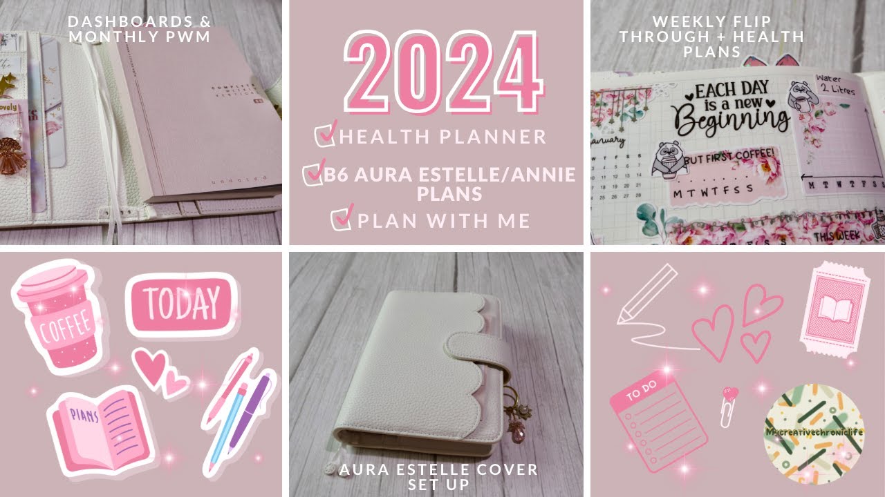 Plan with me, B6 Aura Estelle/Health planner set up 2024, monthly & weekly ft Littlebloompaperie