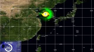 Track of Typhoons Bavi, Maysak and Haishen  August/September 2020