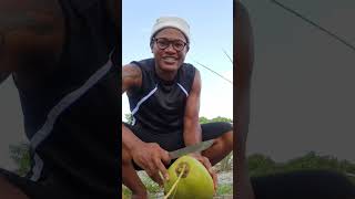 cutting coconut