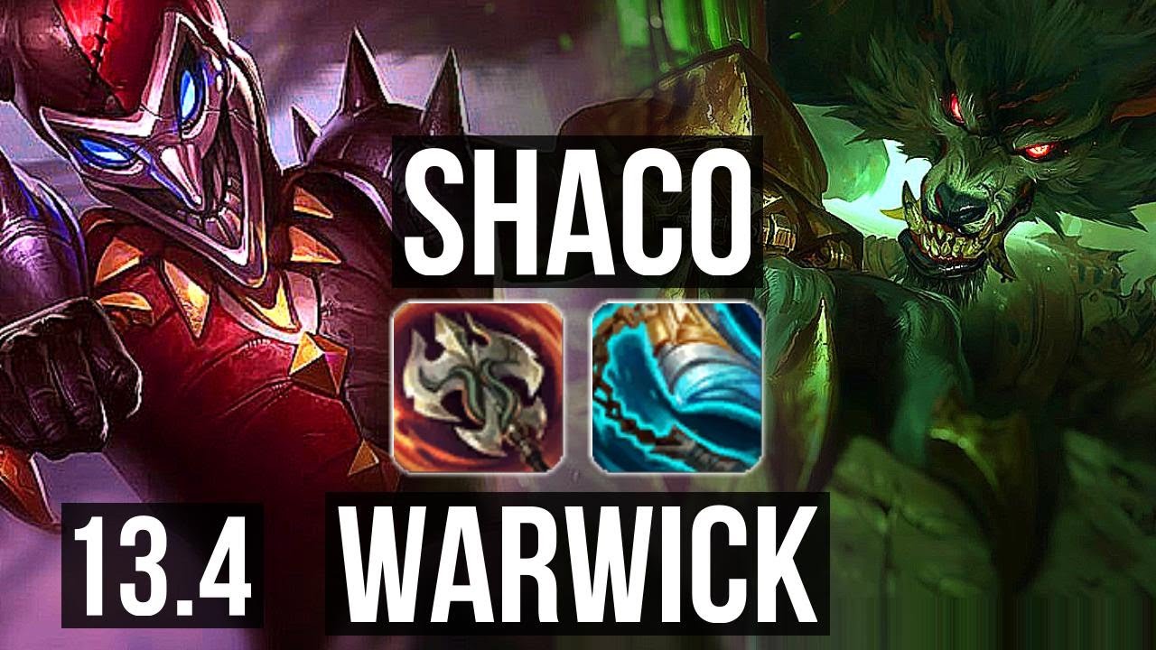 SHACO vs WARWICK (JNG) | 10/0/6, 900+ games, Legendary, 1.2M mastery | KR Master | 13.4