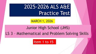 Video 277 -  2025 2026 ALS A&E Practice Test   Math   JHS