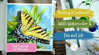 Painting a Butterfly with Watercolor & Pen and Ink | Easy Mixed Media Tips