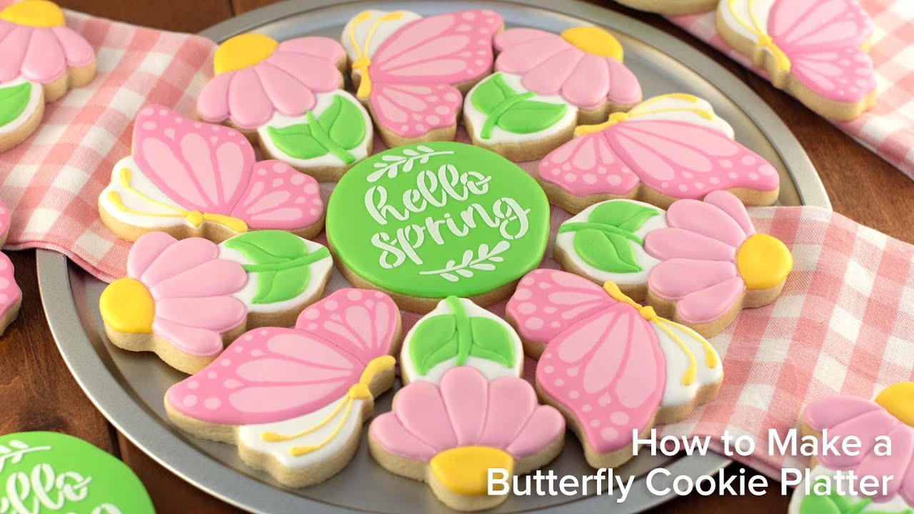 Decorate a Spring Butterfly & Flower Cookie Platter | Cookie Decorating ...