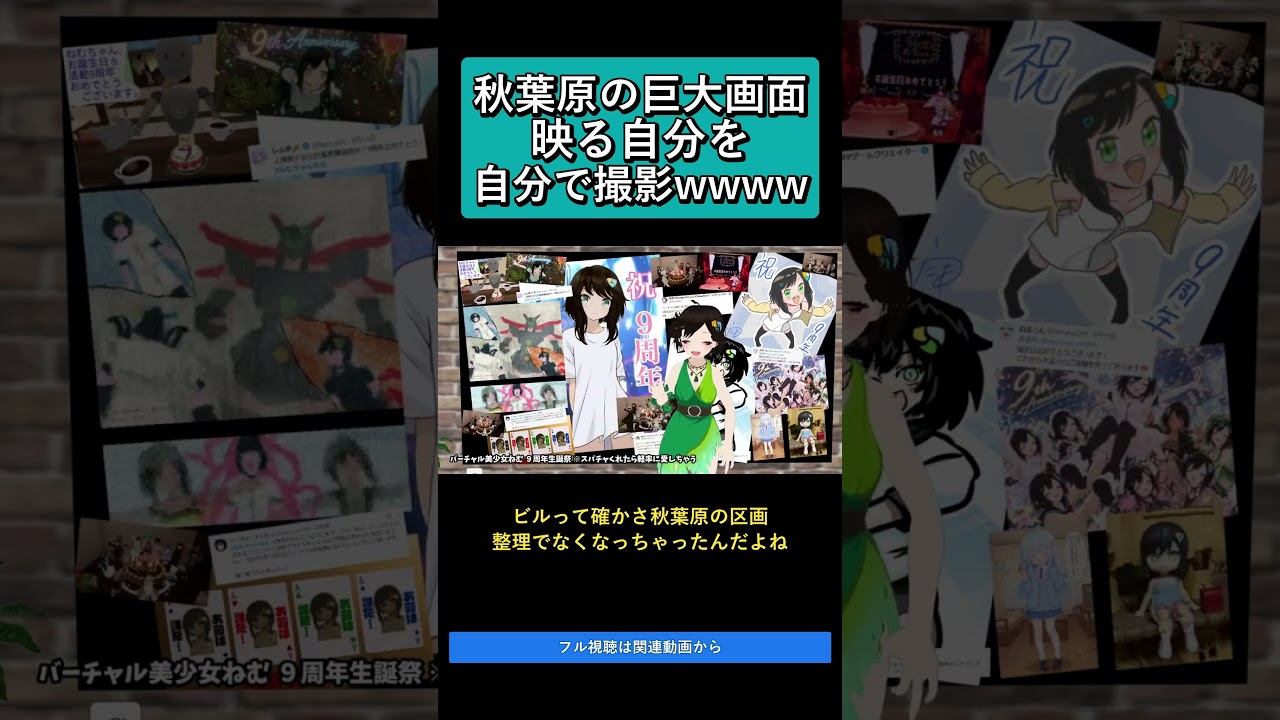 秋葉原の巨大画面に出た自分を、自分で撮りに行った バーチャル美少女ねむ9周年生誕祭