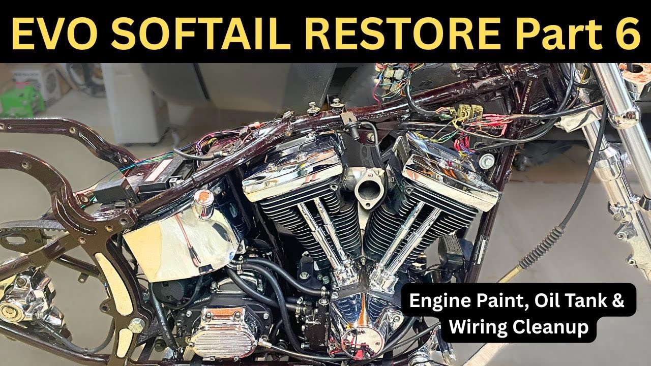 ПРОЕКТ EVO SOFTAIL Часть 6. Покраска двигателя, очистка проводки и масляного бака. 89 Harley-Davi...