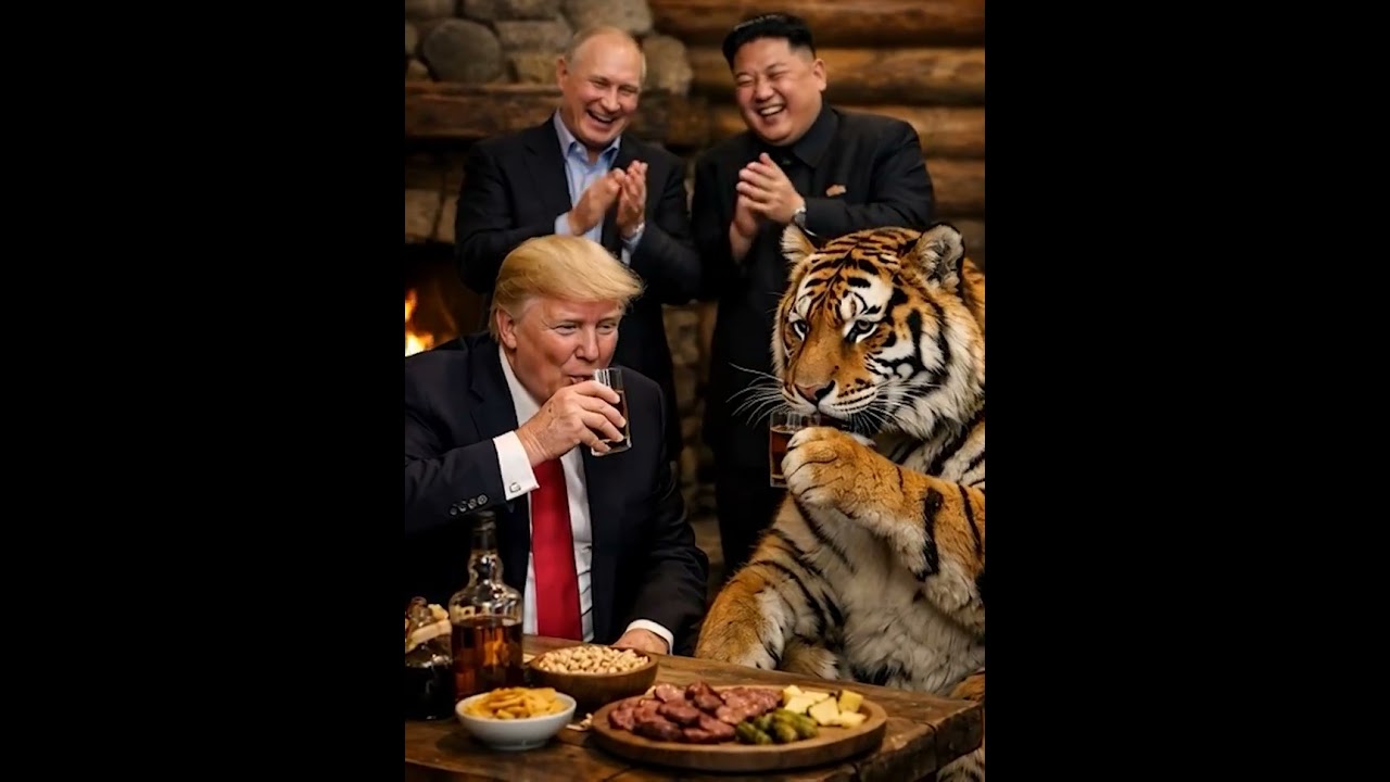Cheers with claws! Trump drinks with a tiger, and Putin declares the Special Drinking Operation a su