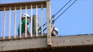 Tessa riding the Zip Line 2013 Aug 24 at Raging Waves Waterpark