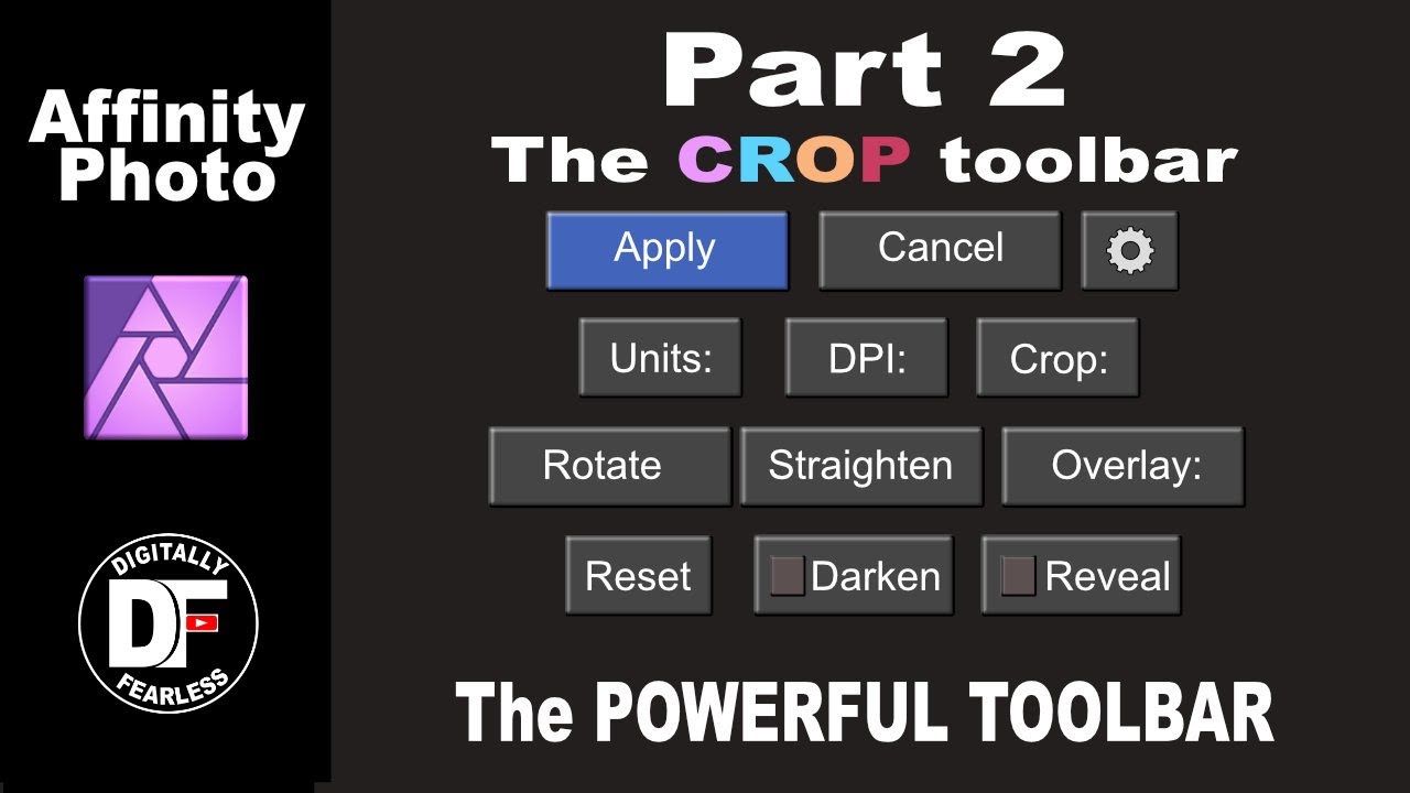 The toolbar part 2: crop Affinity Photo tutorial - YouTube