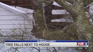 Powerful storm uproots massive tree next to family's home in Alamance County
