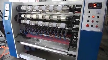 Four shafts air score knives bopp packaging tape slitting machine/bopp tape auto slitting machine