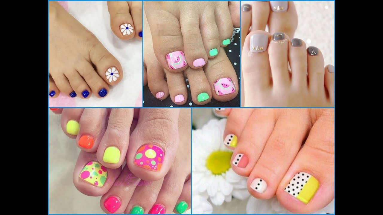 Nail Art Grey Pink Toe Nails Flower Design Cute More Easy Step By
