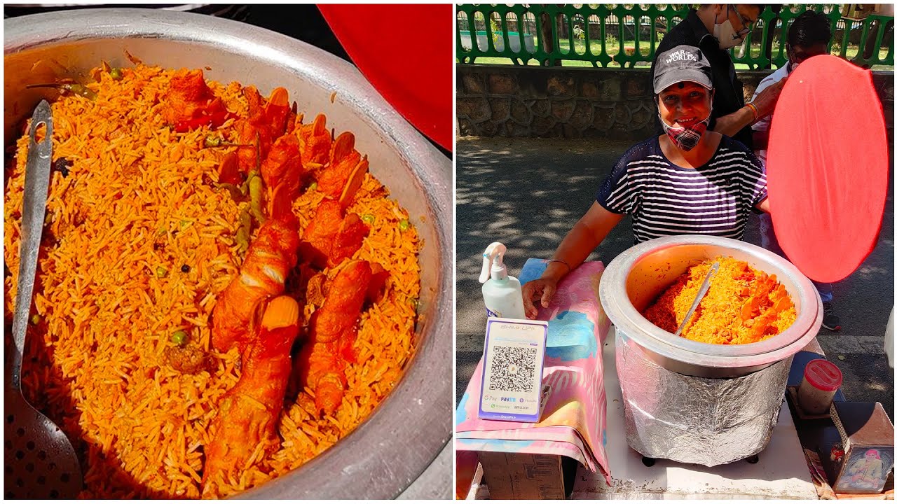 Hardworking Lady Selling Soya Chaap Biryani l Women Power l Rohini Street Food | INDIA EAT MANIA