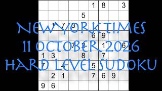 Sudoku solution – New York Times 11 October 2026 Hard level sudoku screenshot 3