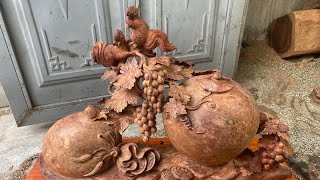 Unique Wood Carving Idea / Grape arbor next to money jars and squirrels