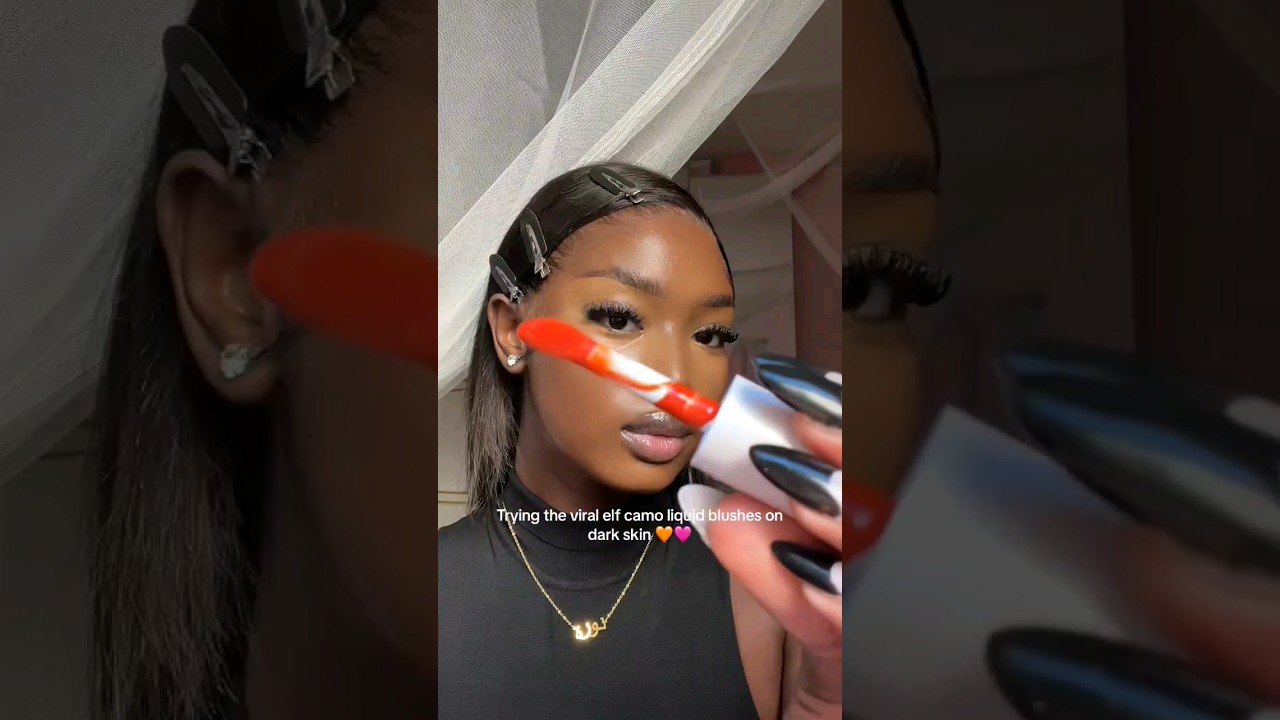 Trying the VIRAL elf camo liquid blushes on dark skin ✨ 