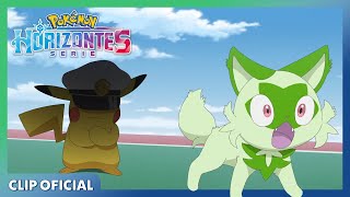 ¡Capitán Pikachu combate contra Ceruledge! | Serie Horizontes Pokémon | Clip oficial