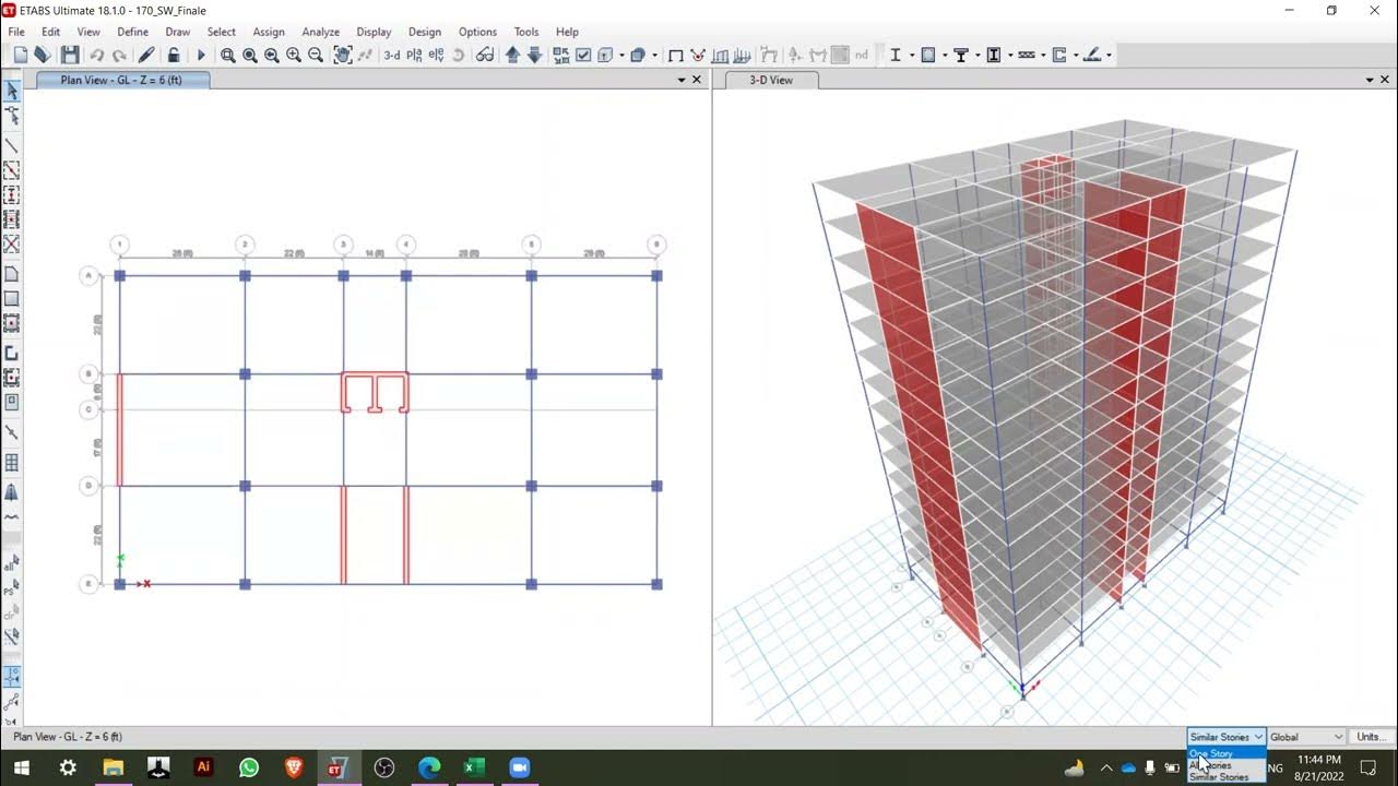 Shear Wall Design of a 15 Storied Building in ETABS (Part 1) YouTube