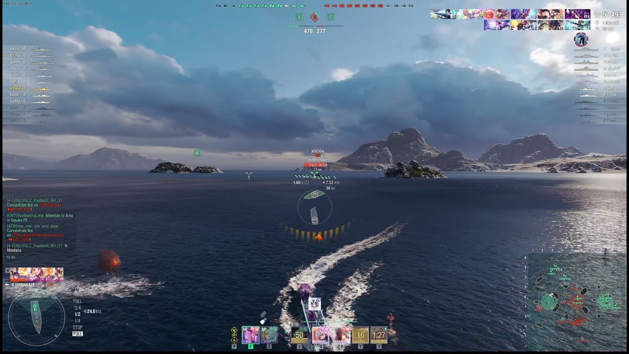 World of Warships: Full Round of T10 IJN Shimakaze (Is SS Hunting Season! Poor Montana By herself!)