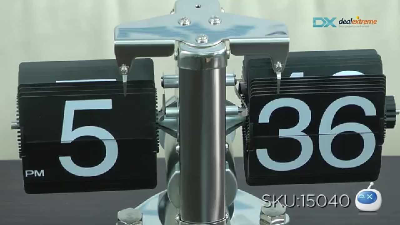 Flip Down Desk Clock – Retro Digital Mechanical Clock, Stainless Steel