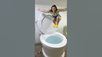 The World Biggest JUMP into the Worlds Largest Toilet #shorts
