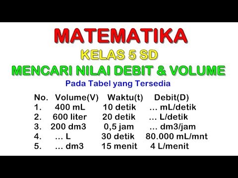 Matematika 5 Sd Cara Mencari Debit Dan Volume Pada Tabel Yang