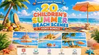 20 Clips — Cartoon Children Summer Beach Scenes