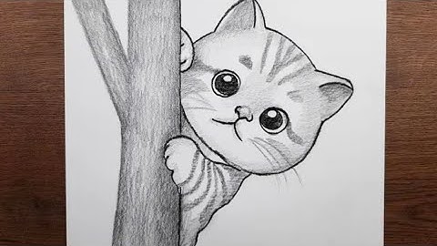 HOW-to Draw Cute and Easy Cat Drawing With Tree |Step By Step | Easy and Beautiful 😺 car Drawing