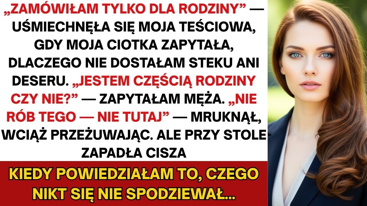 Moja teściowa podawała steki i desery rodzinie mojego męża — wszystkim, tylko nie mnie. Ale wtedy…