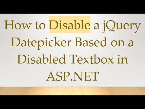 How to Disable a jQuery Datepicker Based on a Disabled Textbox in ASP.NET